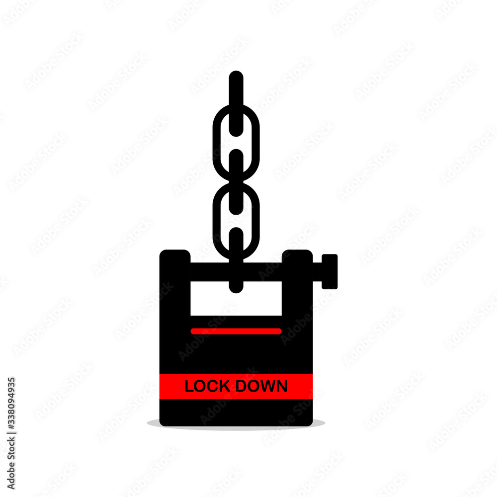vector illustration of padlock and chain locking down. avoid spreading the virus vector illustration of padlock and chain locking down. avoid spreading the virus