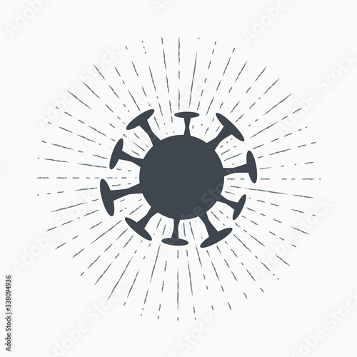 Covid-19 coronavirus, hand drawn retro illustration. Dangerous pandemic virus, sketch vintage engraving on