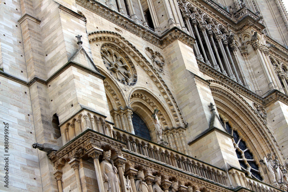 The wall section of the building of Notre Dame Cathedral.