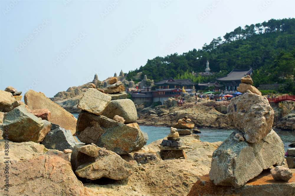 Buddhist temple in Busan in summer