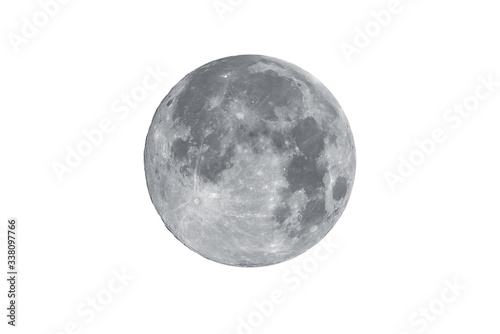 Full moon isolated on white background.