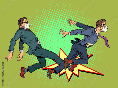 men fight competition. coronavirus pandemic