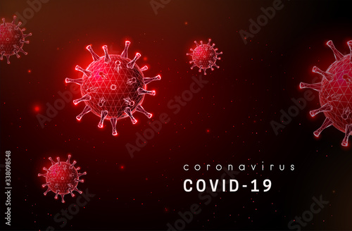 Coronavirus. Covid-19 virus. Low poly style design.
