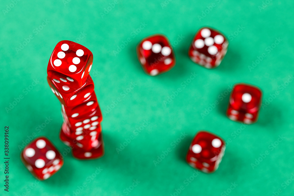 red dice on table red dice on table