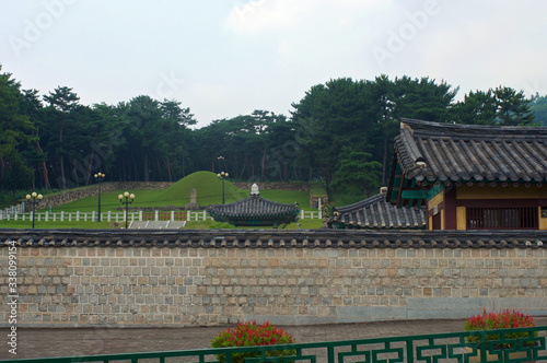 Royal tomb in Gimhae in summer photo