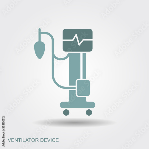 Medical ventilator. Flat medical symbols with shadow