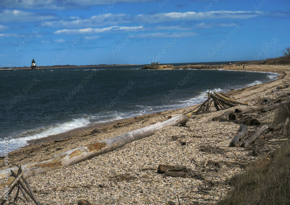 Beach on Long Island Sound, at the Orient Point County Park, in Orient, NY