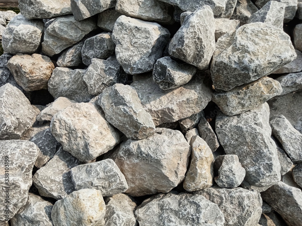 Abstract stones in construction Used in slope protection against soil collapse Abstract stones in construction Used in slope protection against soil collapse