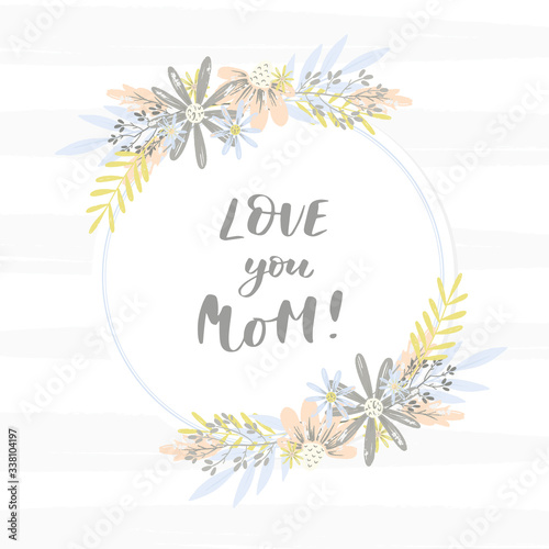 Happy Mothers day greeting card on white background
