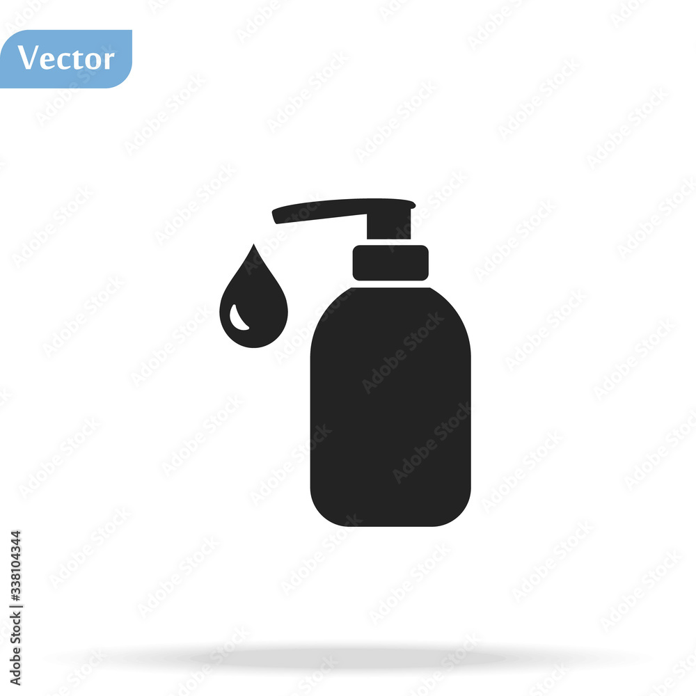 Hand sanitizer bottle icon in trendy flat style isolated on white background. Symbol for your web site design, logo, app, UI. Vector illustration, EPS Hand sanitizer bottle icon in trendy flat style isolated on white background. Symbol for your web site design, logo, app, UI. Vector illustration, EPS