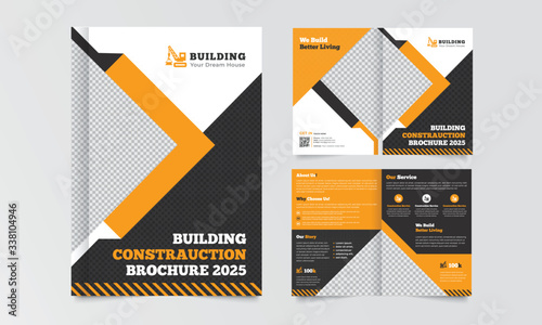 Construction Flyer Template And Construction Brochure  Cover Or Brochure Design 