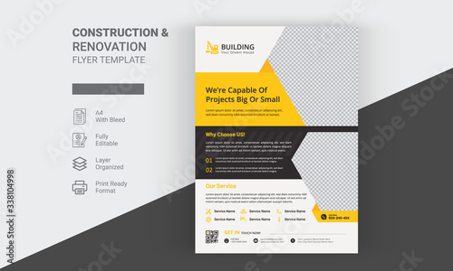 Construction Flyer Template And Construction Brochure  Cover Or Brochure Design 