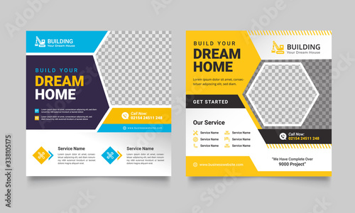 Construction Flyer Template And Construction Brochure  Cover Or Brochure Design  photo