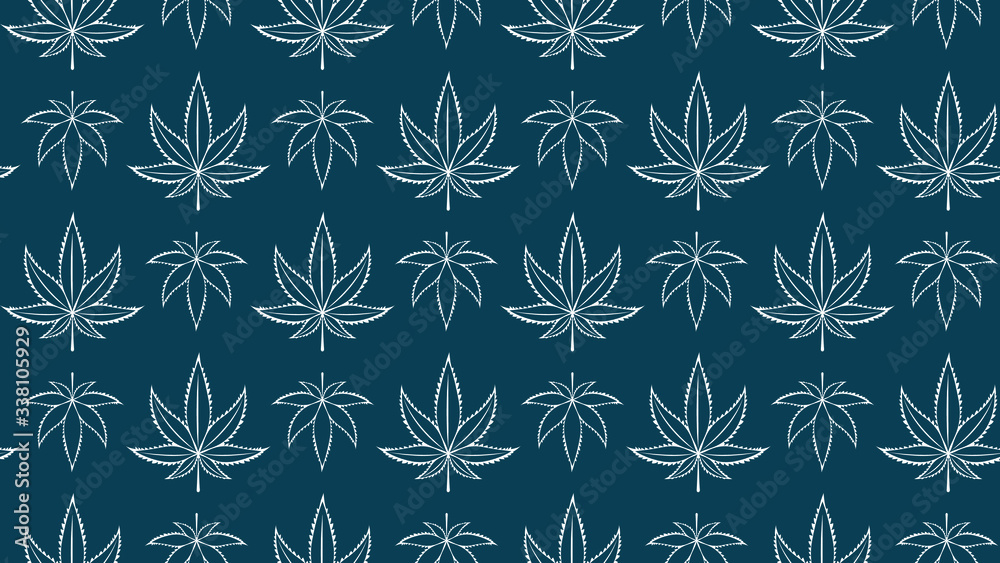 Seamless pattern with cannabis leaves. Cannabis, sativa, indica,marijuana. Vector Illustration background