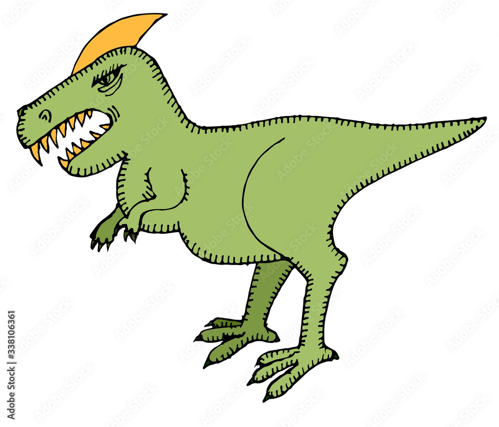 Fototapeta premium Dinosaur predator cartoon. Vector is isolated on a white background. Hand drawing. Rex. Tyrannosaur.
