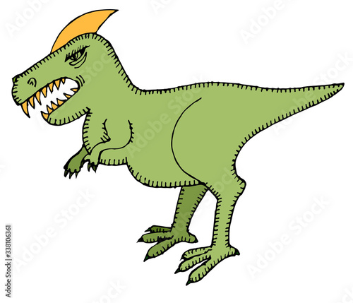 Dinosaur predator cartoon. Vector is isolated on a white background. Hand drawing. Rex. Tyrannosaur.