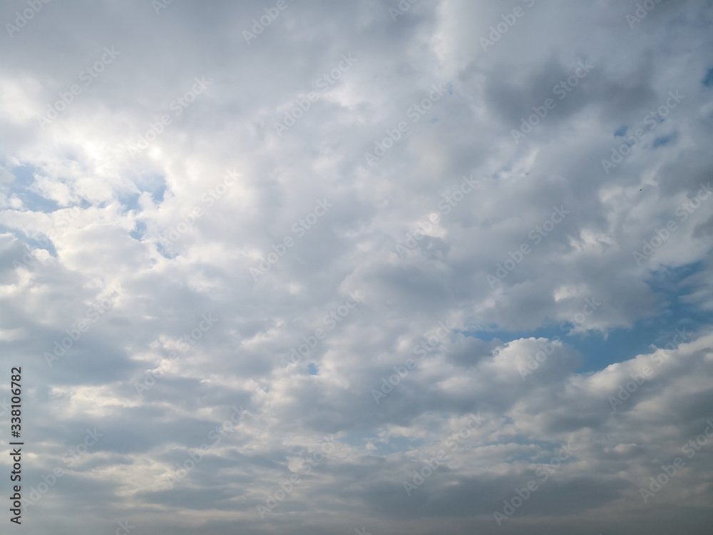 Blue sky with rain clouds background.
