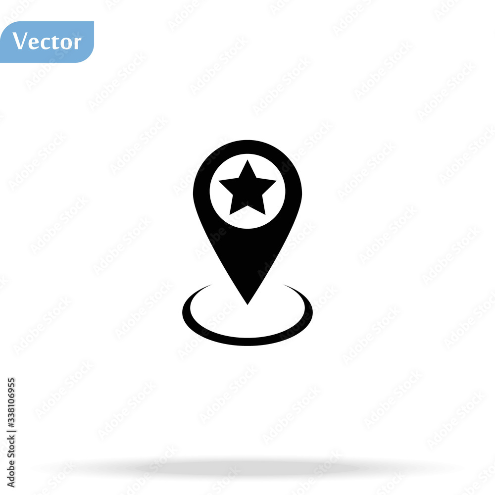 Map pointer star icon vector, filled flat sign, solid pictogram isolated on white. Placeholder pin symbol, logo illustration Map pointer star icon vector, filled flat sign, solid pictogram isolated on white. Placeholder pin symbol, logo illustration