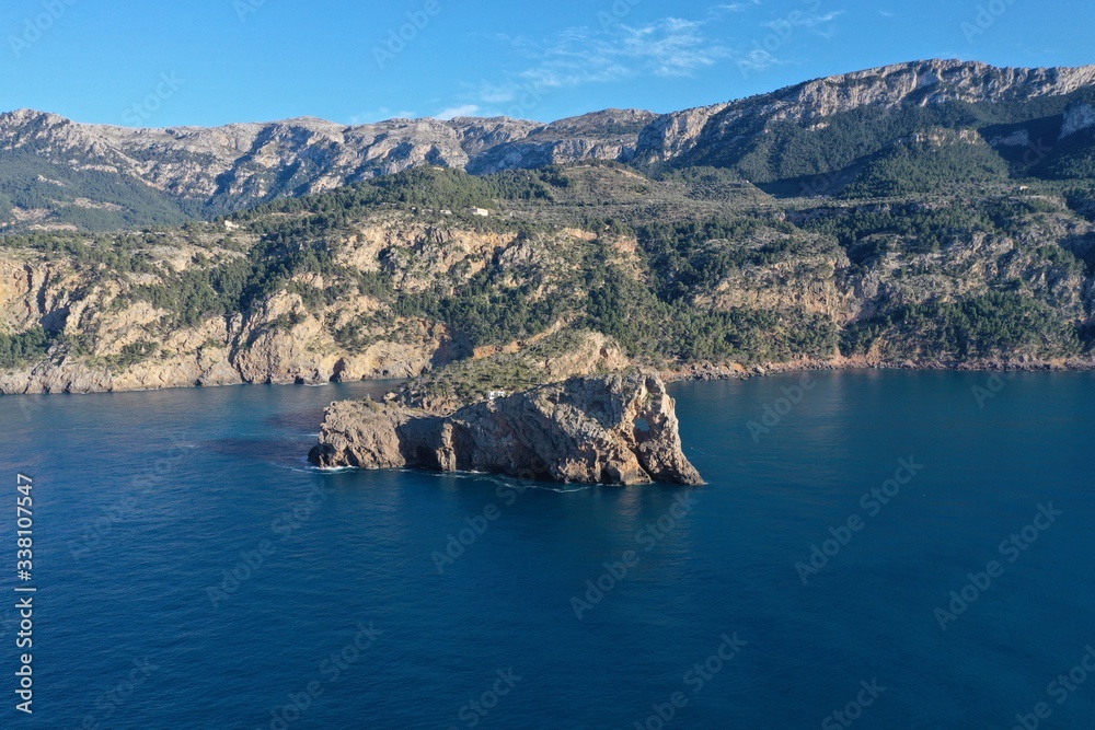 Drone photo of Sa Foradada/ Deia. Amazing destination in Mallorca.