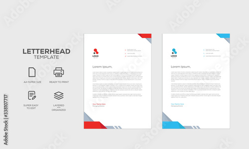 Corporate Letterhead Template For Business with Red and Blue Elements