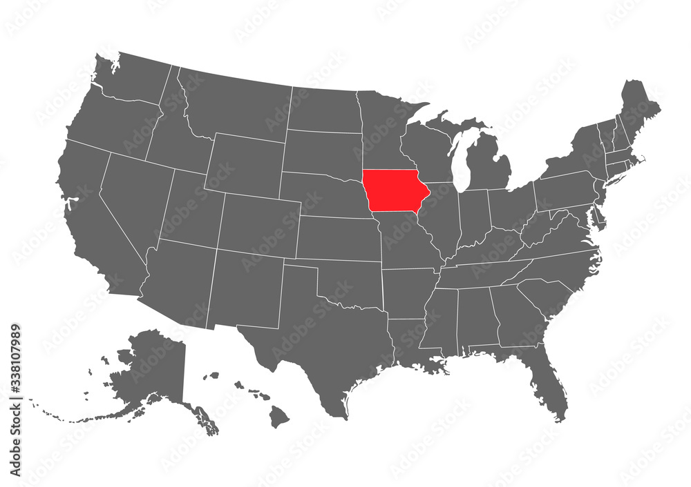 Iowa vector map. High detailed illustration. United state of America country
