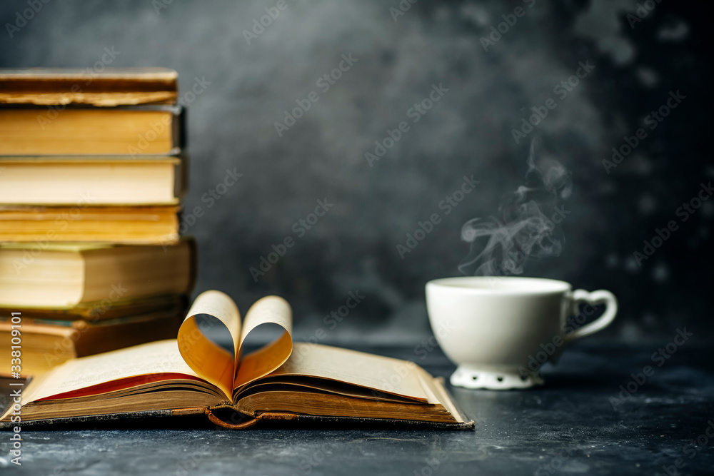 Naklejka premium Book study educated. Library and dictionary background. Studying students at universities and colleges, schoolchildren at school and home distance learning concept