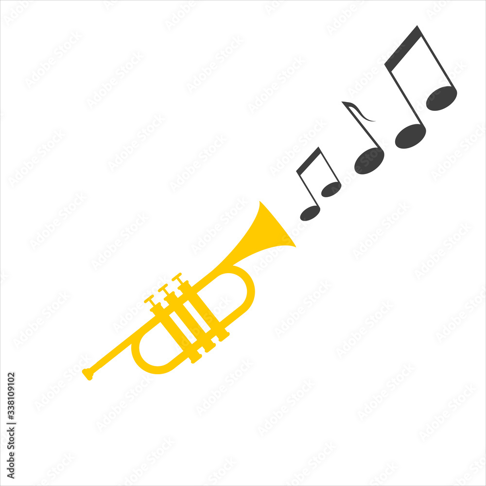 Musical trumpet icon on a white background. Musical trumpet icon on a white background.