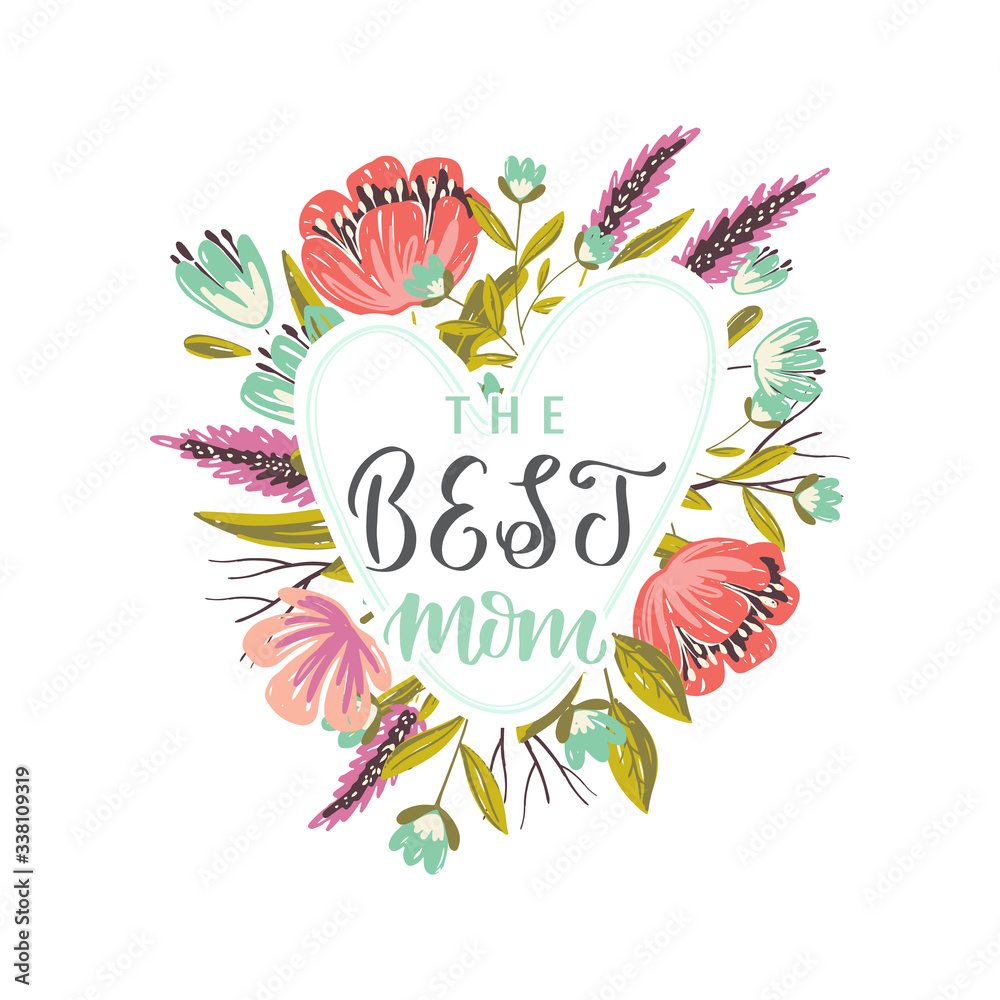 Obraz premium Mothers day greeting card on white background