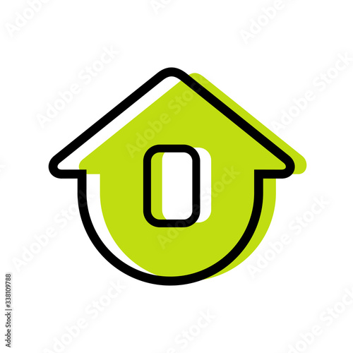Sweet home logo template, cute house icon design, stay home symbol - Vector