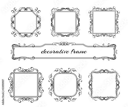 Set of vintage frames with floral scrolls.