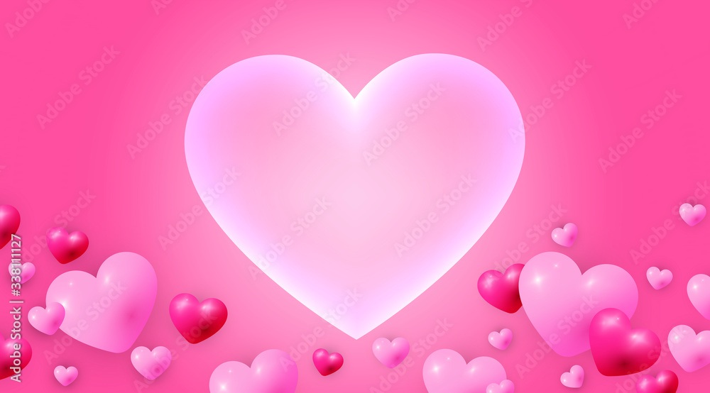 Happy Valentine's day background with heart and present composition for a trendy banner, poster or greeting card