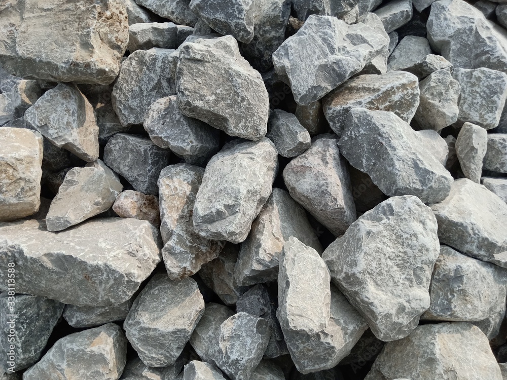 Abstract stones in construction Used in slope protection against soil collapse Abstract stones in construction Used in slope protection against soil collapse