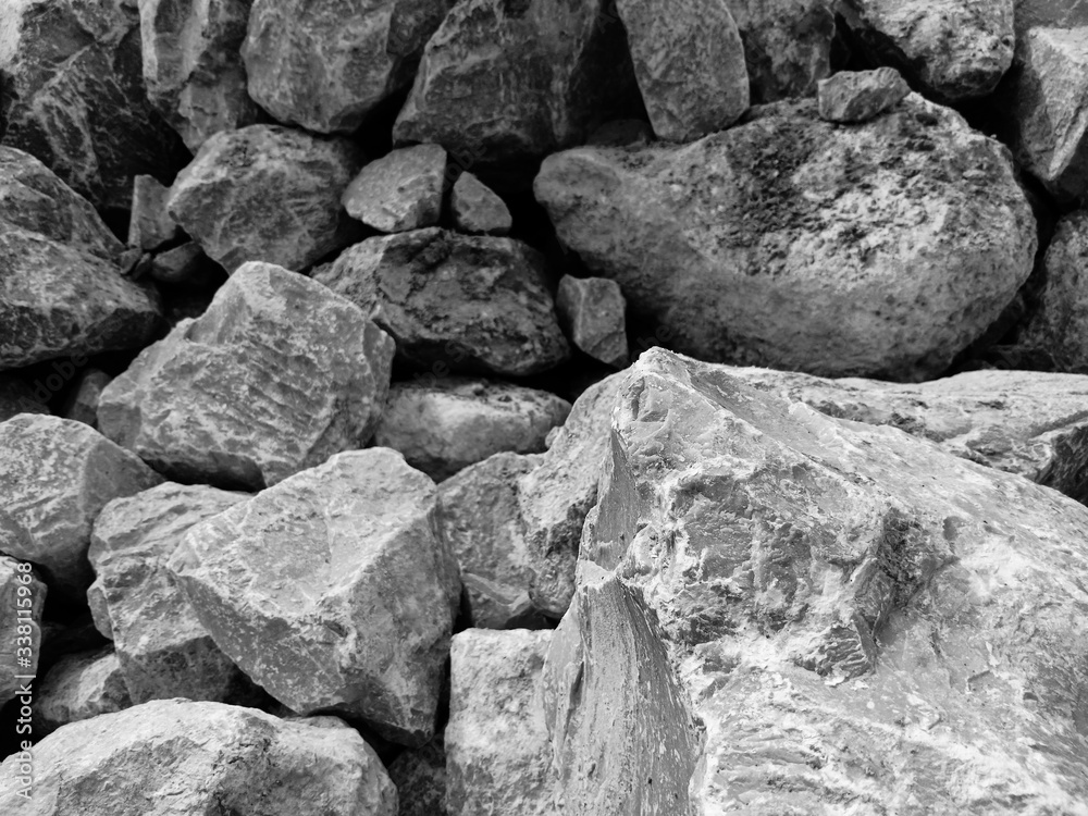 Abstract stones in construction Used in slope protection against soil collapse Abstract stones in construction Used in slope protection against soil collapse