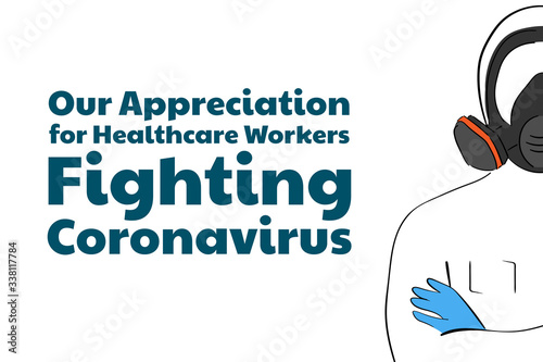 Appreciation for Healthcare Workers fighting Novel Coronavirus COVID-19 or 2019-nCoV. Template for background, banner, poster with text inscription. Vector EPS10 illustration