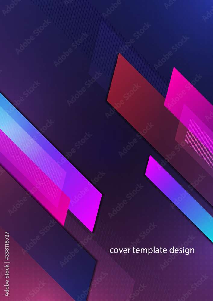Fototapeta premium Abstract dynamic background, simple geometric shapes, blocks, stripes. Bright gradient colors. Template for corporate design.