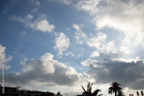 Partly cloudy sky at midday