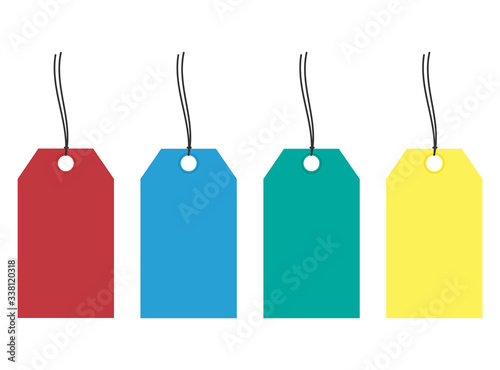 Set of four sale tags flat icon isolated on white background. Vector illustration.