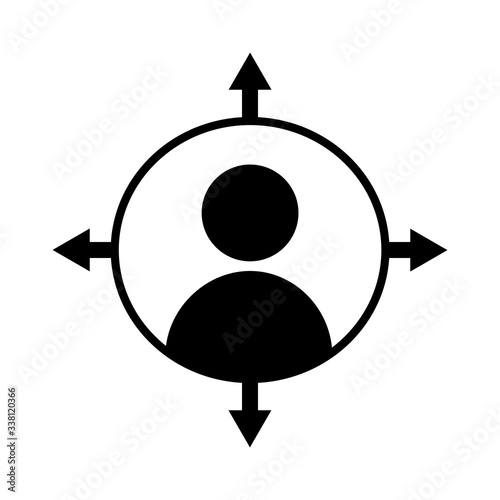 People orientation symbol icon isolated on white background. Vector illustration.