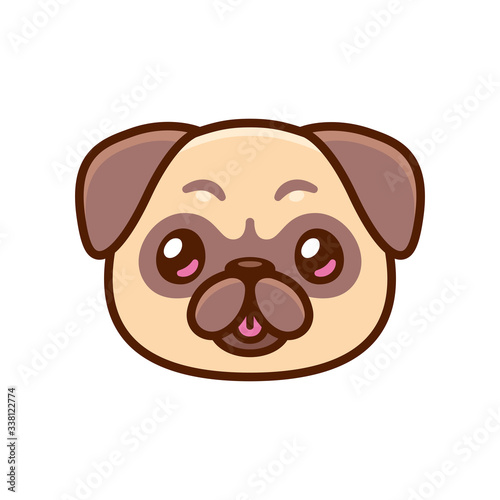 Cute cartoon pug face