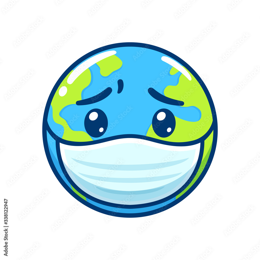 Sick Earth in face mask Stock Vector | Adobe Stock