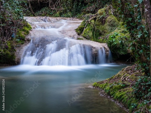 View of the Inglares River on the Ruta del Agua Hiking Trail (the Water Trail), near Berganzo, Alava, Basque Country, Spain photo