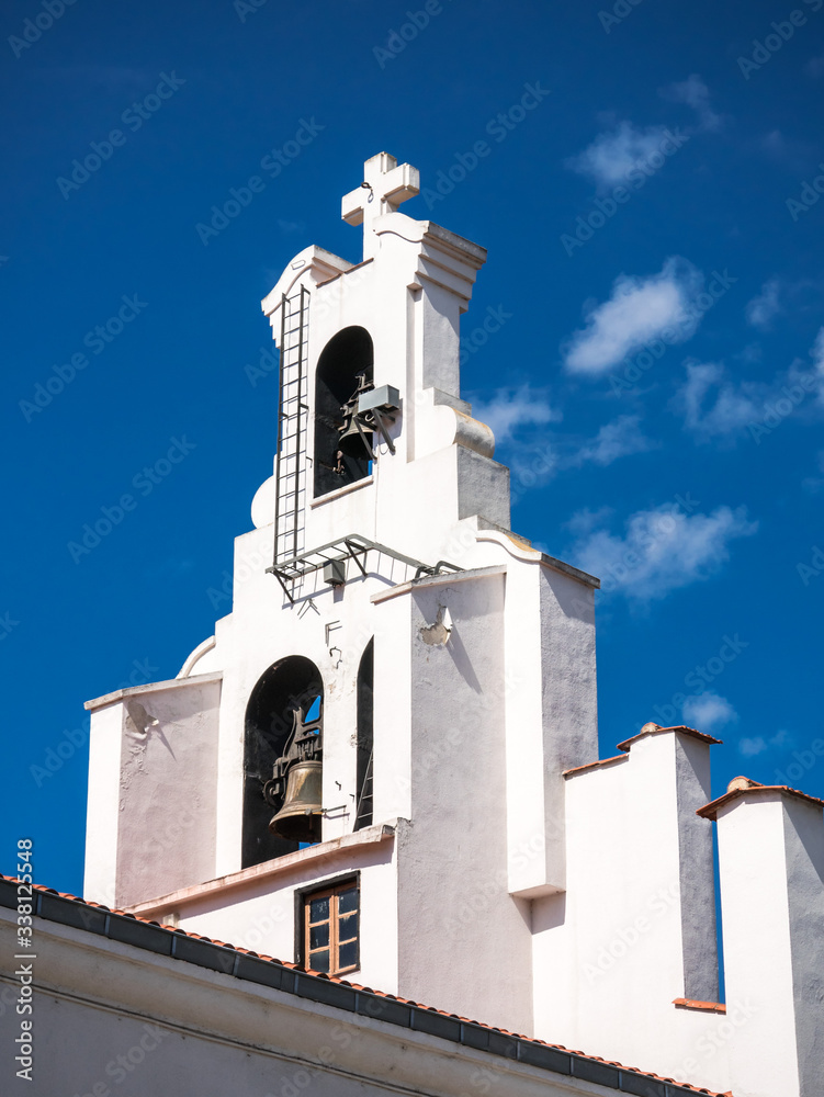 Bell tower of the church in the San Cristobal quarter of Vitoria-Gasteiz, Basque Country, Spain