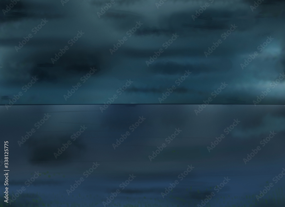 Background, template, and blank. Night landscape of dark