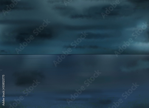 Background, template, and blank. Night landscape of dark