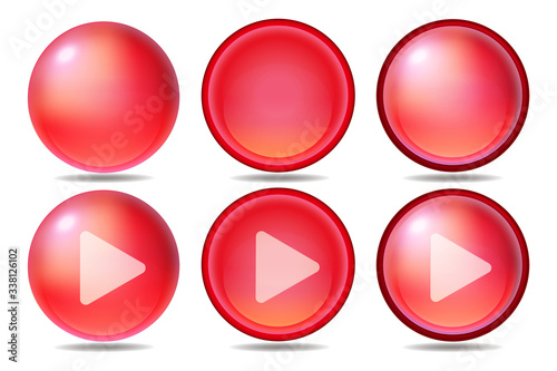 Wallpaper Mural 赤色のアイコン　ボタン　再生　セット	 Torontodigital.ca