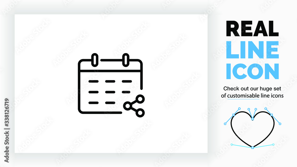 Editable line icon of a social share agenda part of a huge set of customisable linear icons and modern stick figure people Editable line icon of a social share agenda part of a huge set of customisable linear icons and modern stick figure people