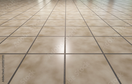 Shiny new brown ceramic floor tiles background
