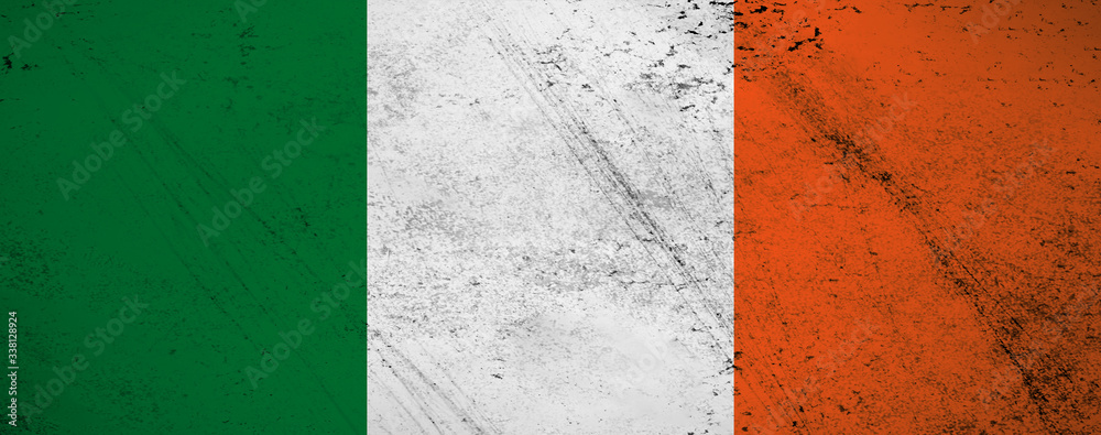 Flag of Ireland . Vintage grunge patriotic flag. Stock illustration.