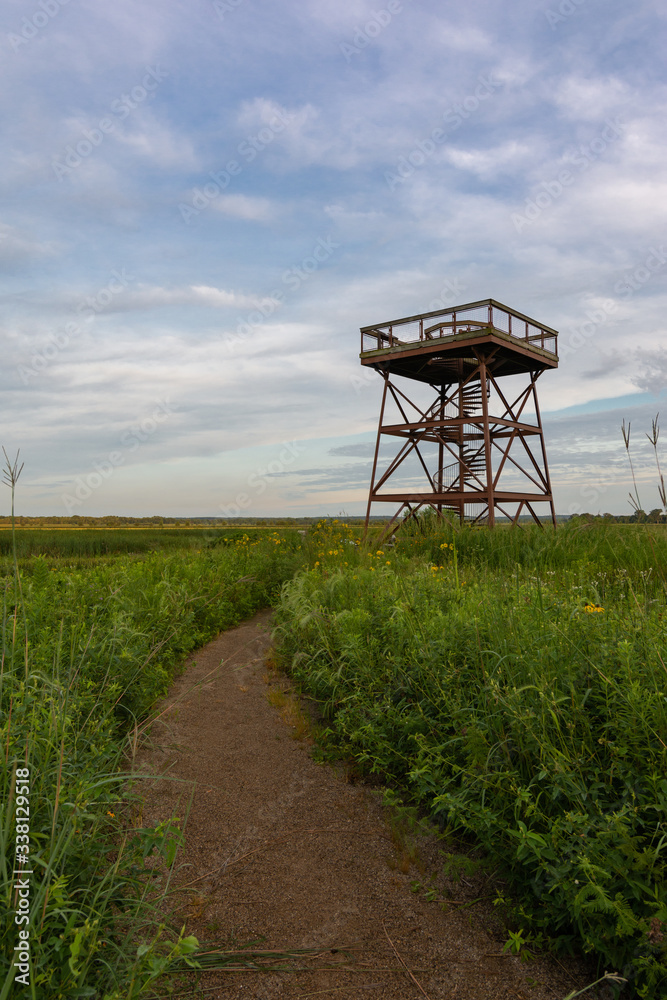 Observation deck on a hot and sunny summers morning. Dixon waterfowl refuge, Illinois. Observation deck on a hot and sunny summers morning. Dixon waterfowl refuge, Illinois.