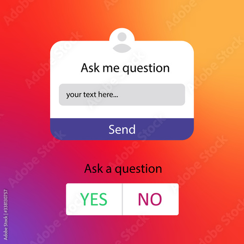 Ask me a question user interface. Social network interface design in gradient background.